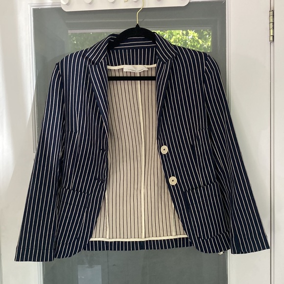 LIVIANA CONTI stretch pinstripe blazer size 40/4 - Picture 4 of 6